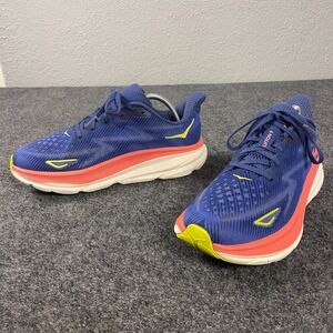 Hoka Womens Clifton 9 Running Shoes 10.5B Blue Coral Athletic Sneaker 1127896EVN